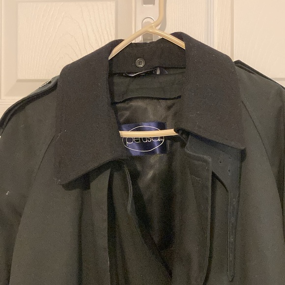 Men’s Perusal Black Trenchcoat Size 42R Like New - Picture 2 of 9